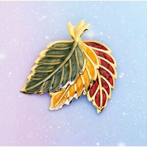 Vintage Seasons Leaves Brooch | Multicolored | J27